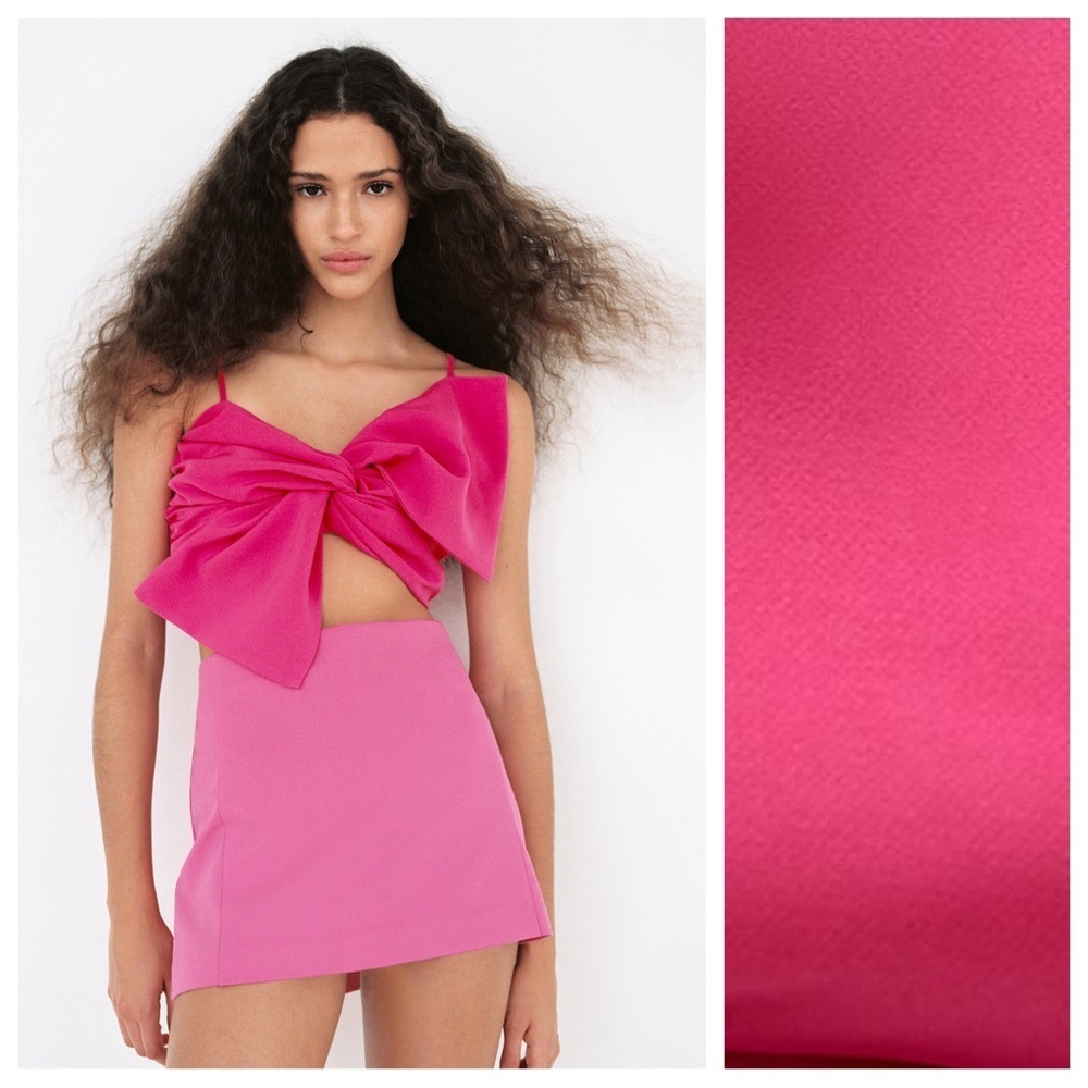 NWT. Zara Pink Bow Crop Top. Size S.